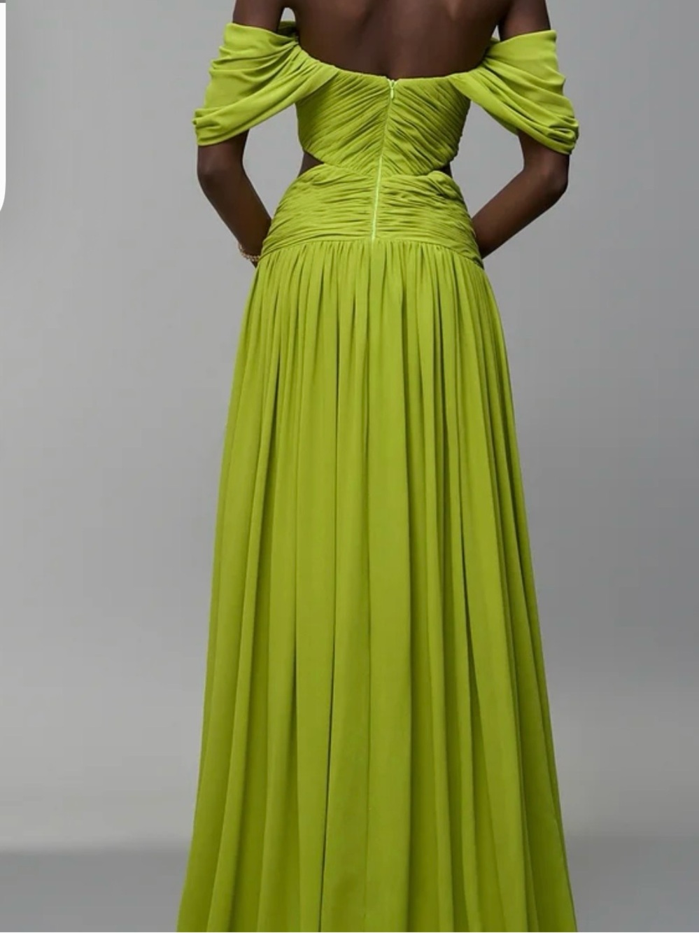 Off-Shoulder Lime Green Evening Dress - Picture 2 of 15